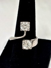 Vintage Isaac Cohen Swedish Modernist Sterling Silver Dual Toi et Moi Ring. picture