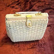 Handmade Women's White Wicker Handbag Purse picture