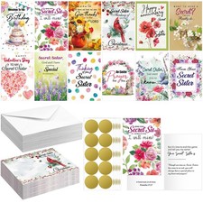 Motiskyy 24 Pcs Secret Sister Greeting Cards 4 x 6 inches (A6), classic color picture