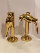 Vintage Pair - Frederick Cooper Chicago Brass Parrot Candlesticks Candle Holders picture