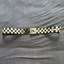 Vintage ADIO Skateboarding Black & White Check Webbed Skater Belt Metal Buckle  picture