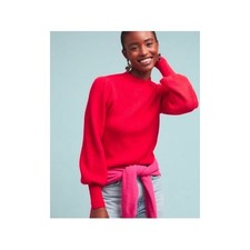 Anthropologie Line & Dot Balloon Sleeve Red Sheridan Sweater Size XS NWT picture