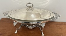 Vintage Wallace Baroque Silverplate Chafing Ornate Buffet Server Pyrex Insert picture