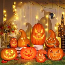 Halloween Glowing Pumpkin Decor LED Triple Layer Light Up Pumpkin Decor Battery  picture