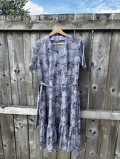 Vintage lined moody blue grey dreamy whimsical floral flower dress picture