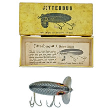 Arbogast Jitterbug Gray Scale Pre Patent Vintage Fishing Lure Box Paperwork  picture