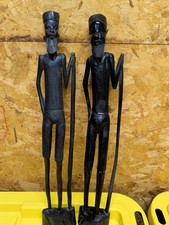 2 vintage African Man hand carved Ebony Staute 18