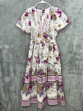 NWT Anthropologie Somerset Maxi Dress  Size M Tiered Floral Cotton White Purple picture