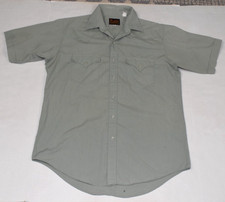 Vintage 80s 90s Pearl Snap Western Shirt Plains Mens M/L Short Sleeve Solid Gray picture