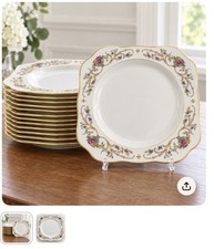 RARE Lamberton Ivory Dorothea 8” Square Salad Dessert Plates 12 plates  picture