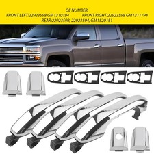 4X Exterior Door Handle Full Set with Cover For 2014-22 Chevy Silverado Chrome picture