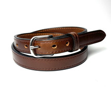 Brown Raised Center Leather Dress Belt, Amish Made In USA, Full Grain No Fillers picture