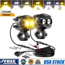 2PCS Yellow White LED Auxiliary Spot Fog Lights For Harley Honda BMW Motorcycle picture