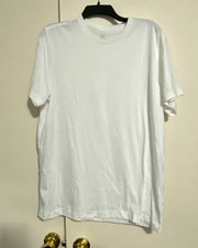 George Men's L White Solid Crew Neck Short Sleeve Regular Fit T-Shirt picture
