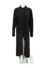 LESET 2pc Dark Brown Corduroy Shirt Pants Sophie Loungewear Set Size Small $430 picture