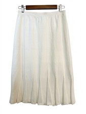 Vintage Kenar Cream Seamless Knit Godet Skirt sz Medium Ivory Pleated Flare Midi picture