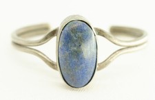 Vintage Sodalite Blue Stone Silver Tone Artisan Cuff Bracelet 23.29g picture