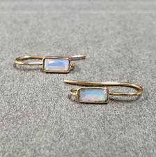 18k Solid Gold Ethiopian Opal Opal Earrings Handmade Ear Spike Hook Earring picture