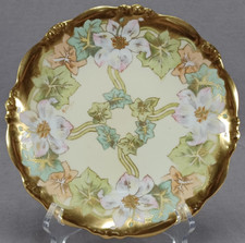 Elite Works Limoges Pink Azalea Flowers & Gold 8 3/8 Inch Plate C.1900-1914 picture
