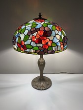 Vintage Paul Sahlin Tiffany PST Leaded Stained Glass Peony Floral Table Lamp 25” picture