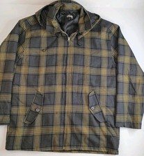 STUSSY CHECK HOODED COAT 80s early 90s small USA made skater surf picture