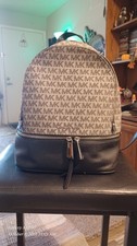 Michael Kors Leather Logo Black & Gray Backpack Purse picture
