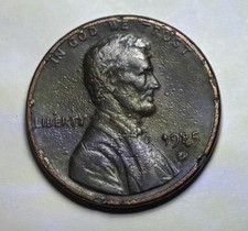 💥 1985-D Lincoln Cent - planchet black beauty with gas bubbles ERROR picture