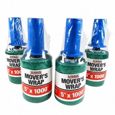 4 Pack U-Haul Movers Wrap 5” x 1000’ Green Stretch Film Hand Wrap NEW Lot Of 4 picture