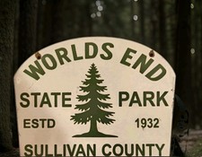 Vintage World's End State Park Porcelain Sign Forksville Pennsylvania Sullivan picture
