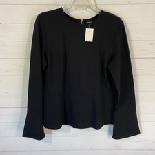 The Limited Collection Womens Ponte Long Sleeve Top Sz M Black Back Zipper New picture
