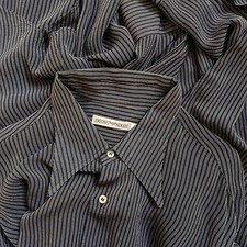 Emporio Armani Vintage 90s Blue Striped Loose Fluid Lightweight Rayon Shirt L picture