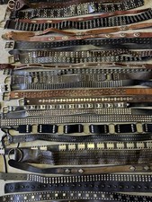 VTG Lot 30 LEATHER Western/Grunge Belts Biker buckle braided Exotic Y2K picture