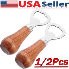 1/2Pcs Beer Bottle Opener Bartender Bar Wooden Handle Beer Soda Bottle Opener picture