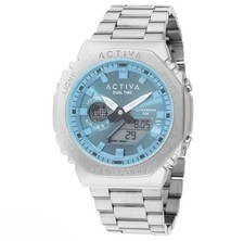 Activa Sonar X Invictq Watch- 45.5mm, Blue Dial, SS Case & Band ACWM423-003 picture