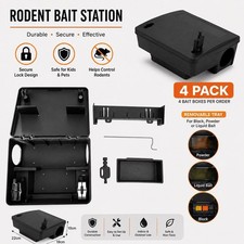 4 Pack Rat Mouse Bait Stations Large Rodent Station with Key  New picture