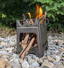 TiArtisan Pure Titanium Folding Wood Stove. Superior Hinged Design picture