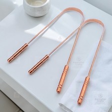 Pure Copper Tongue Scraper Set (2) – Ayurvedic Oral Hygiene Tongue Cleaner Tool. picture