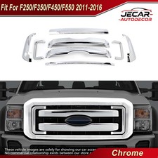 8pcs Chrome Front Grille Bumper Insert Trim Cover For 11-16 F250/F350/F450/F550 picture