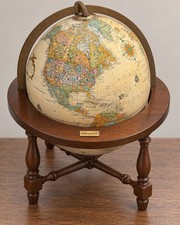 Vintage Replogle 16” World Classic Series Globe w/ Broyhill Wood Stand table top picture