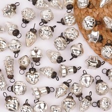 IndianShelf 25 Pieces Silver Tiny Glass Vintage Christmas Tree Ornaments picture