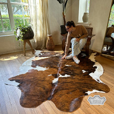 5x7 ft Tricolor Medium Cowhide Rug –100% Genuine Leather–Best Price Luxury Décor picture