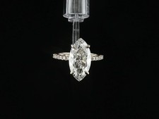 14K White Gold Marquise Ring, 5.23ctw Lab-Grown Diamond with Pave Band picture