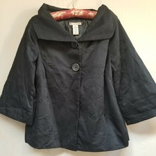 e.col.o.gie Women's Medium Blazer Jacket Embroidered Two-Button Black Lined picture