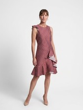 Keepsake Crimson Polka Dot Ruffle Dress Women's Sz Medium picture