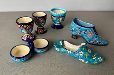 Antique French Emaux De Longwy Pottery Lot Of 6 picture