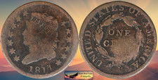 1814 Plain 4, Classic Head Large Cent, Good Details, Slight bend, Copper C8802 picture