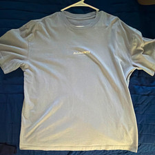 AllSaints Logo T-Shirt Gray Cotton Jersey Crew Neck Oversized Fit Men’s S picture