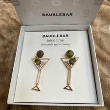 BaubleBar Martini Glass Earrings Brine Time  Olive What You're Having NIB picture