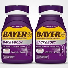 2x Bayer Back & Body 200ct 500mg Aspirin + Caffeine for Pain Relief (400 Total) picture