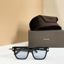 TOM FORD TF6078 Black Square Eyeglasses Clear Lens Gold Detail 52-20-140 picture